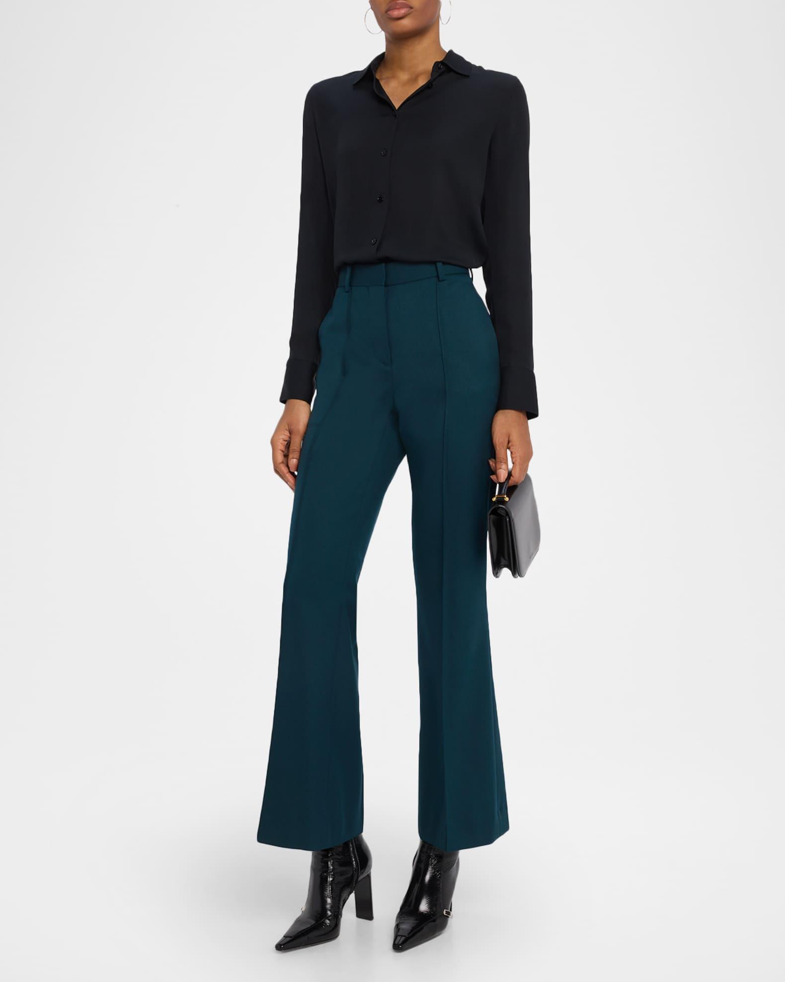 Jade Pintuck Flare-Leg Trousers Product Image