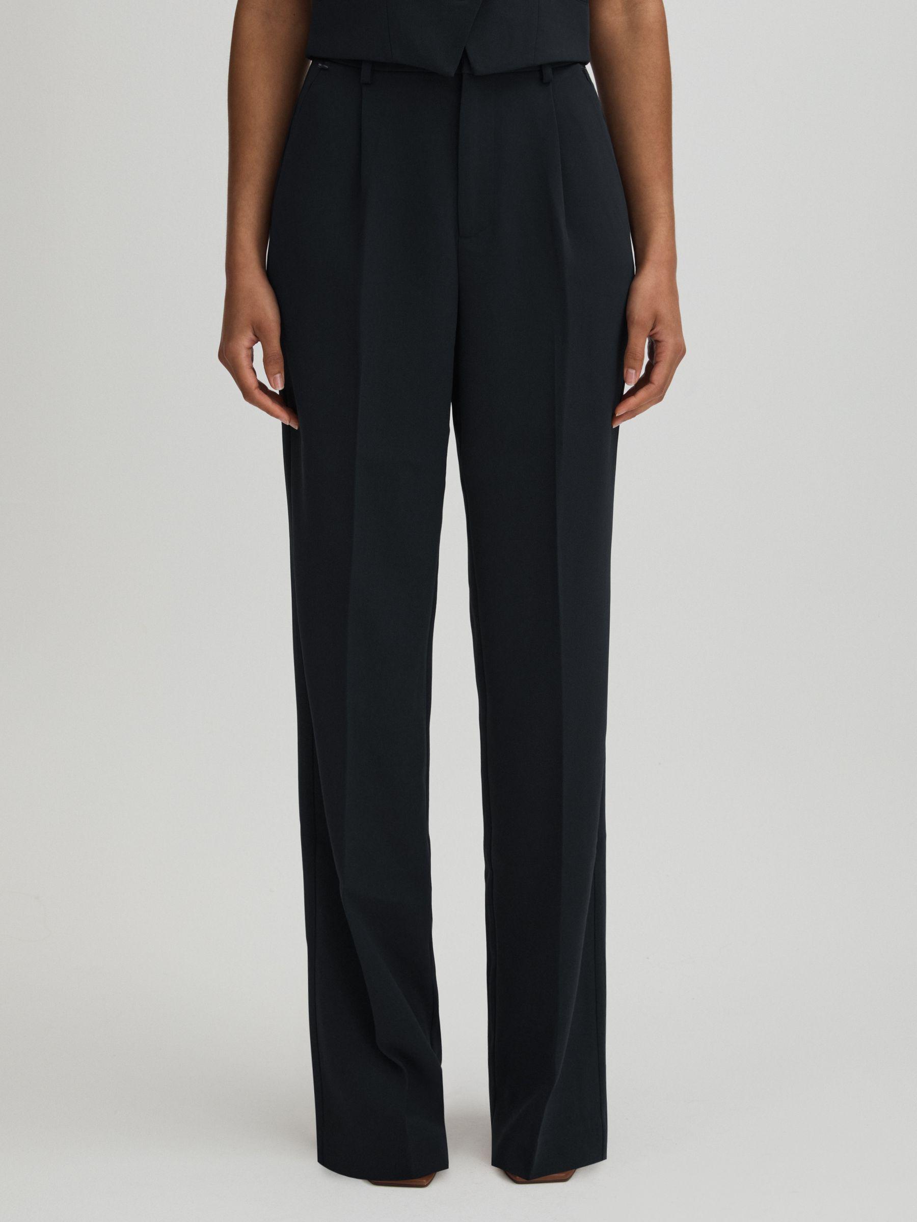 Good American High Rise Pleat Front Trousers in Navy Product Image