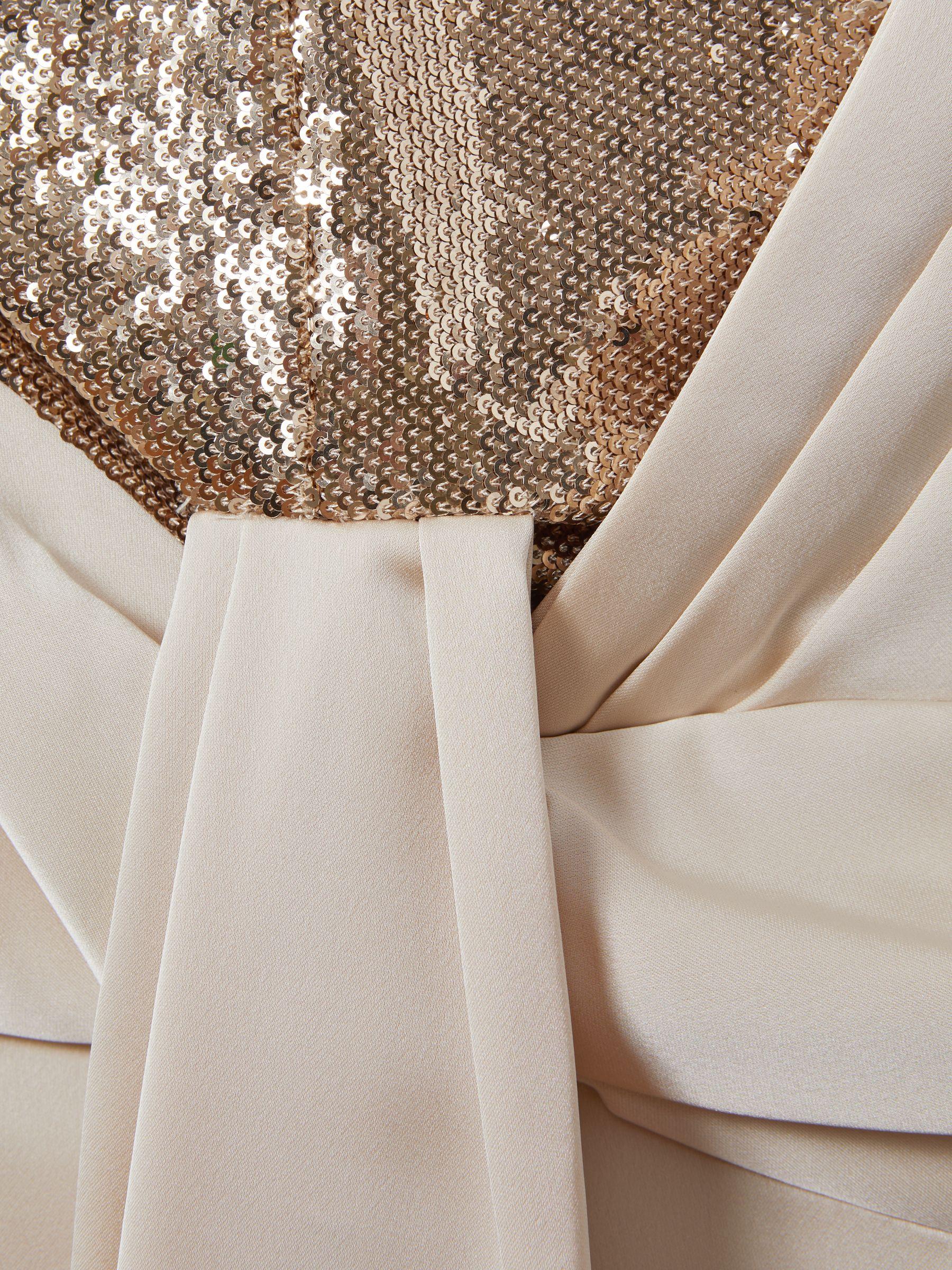 Halston Satin Sequin Wide Leg Jumpsuit in Champagne Product Image