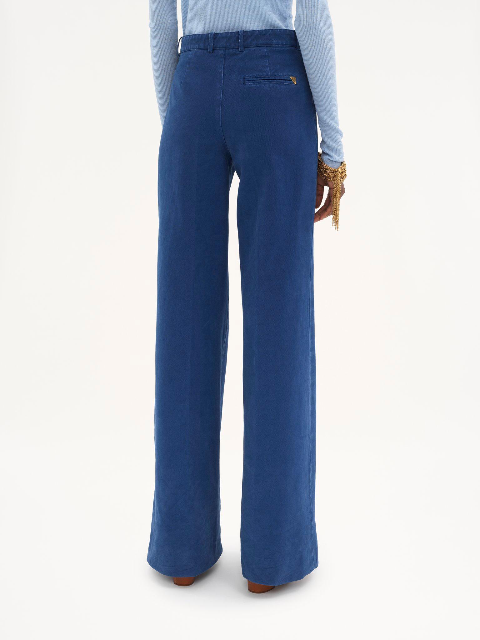 Flared tailored pants in cotton canvas Product Image