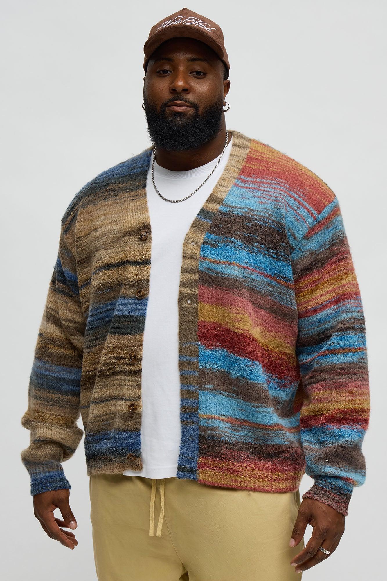 Cameroonian Textured Cardigan - Brown/combo Male Product Image