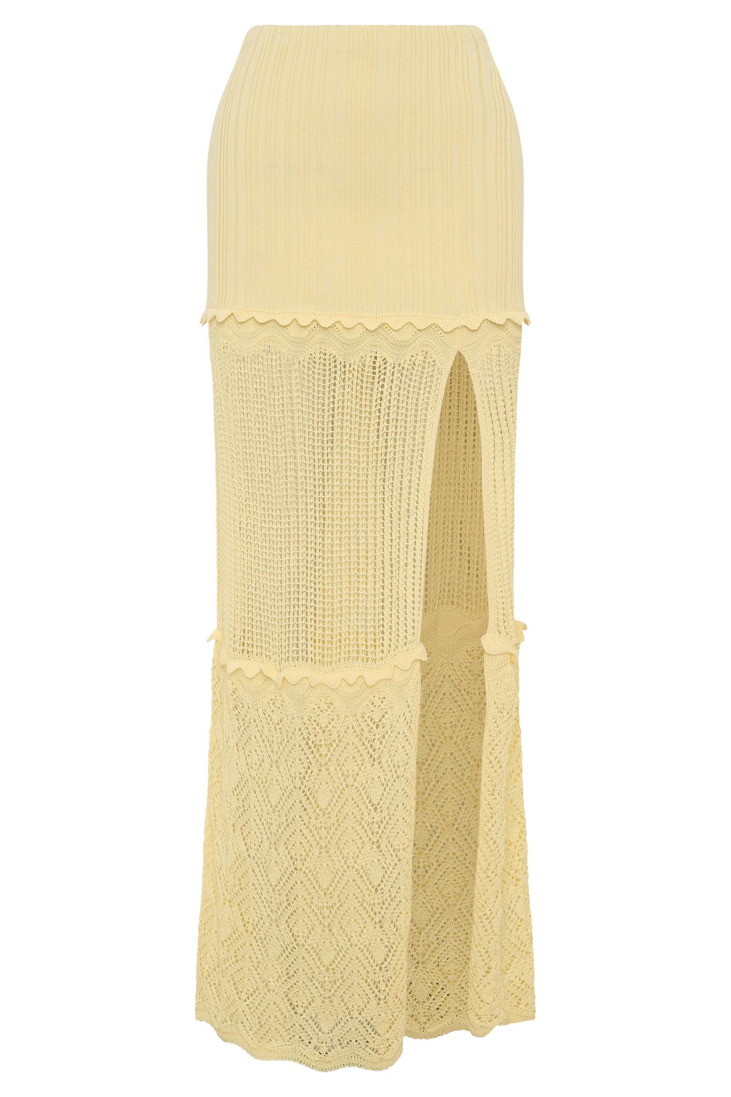 Coleene Pointelle Knit Maxi Skirt - Lemon Product Image