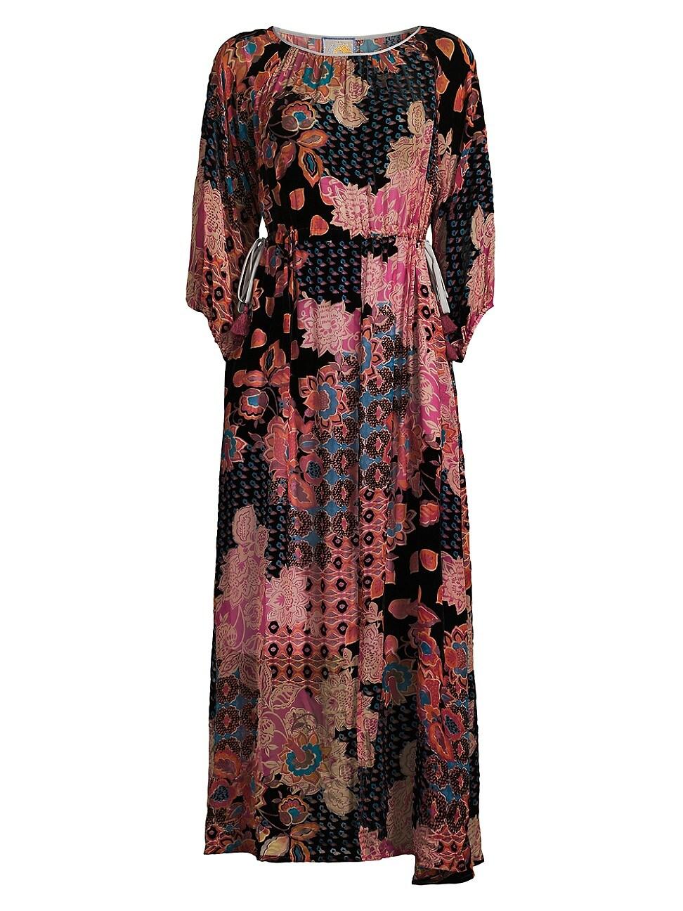 Womens Verronah Abstract Burnout Drawstring Maxi-Dress Product Image