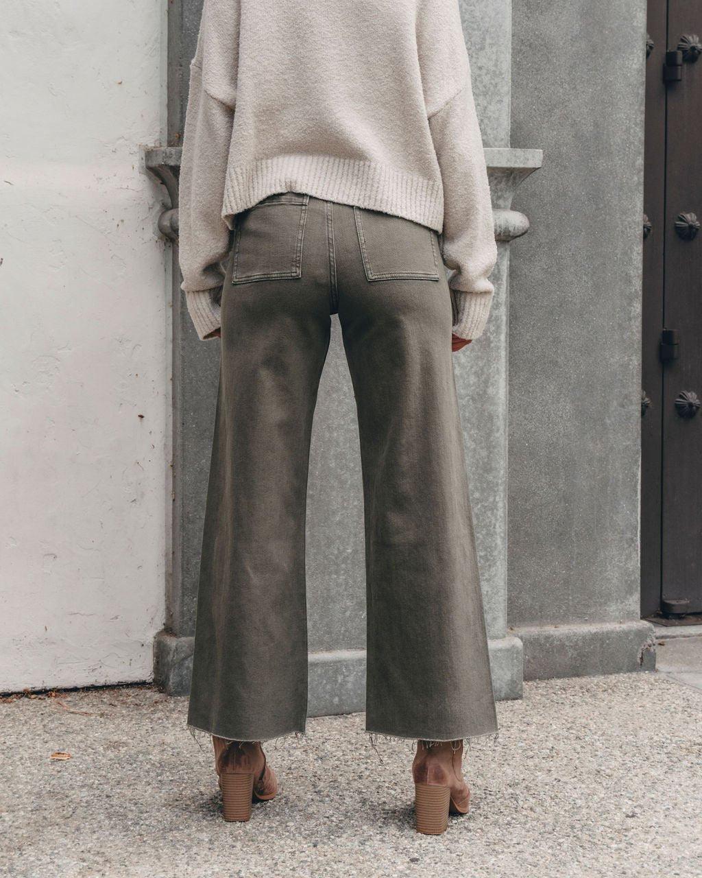 Olive Straight Wide Leg Pants Product Image