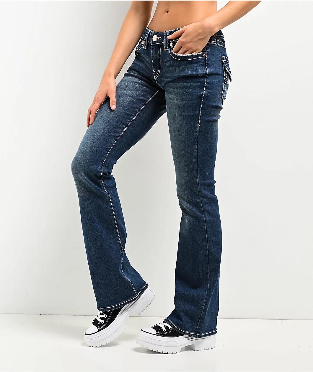True Religion Becca Big T Low Rise Rose Gold Bootcut Jeans Product Image