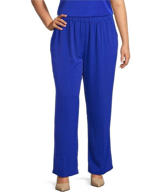 Ming Wang Plus Crepe De Chine Straight Leg Pants Product Image