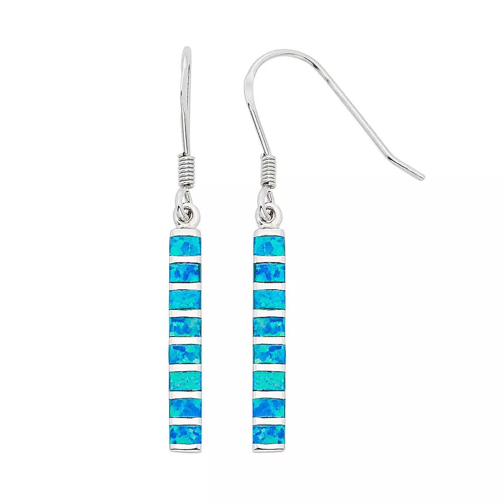 Lab-Created Blue Opal Sterling Silver Stick Drop Earrings, Women's Product Image