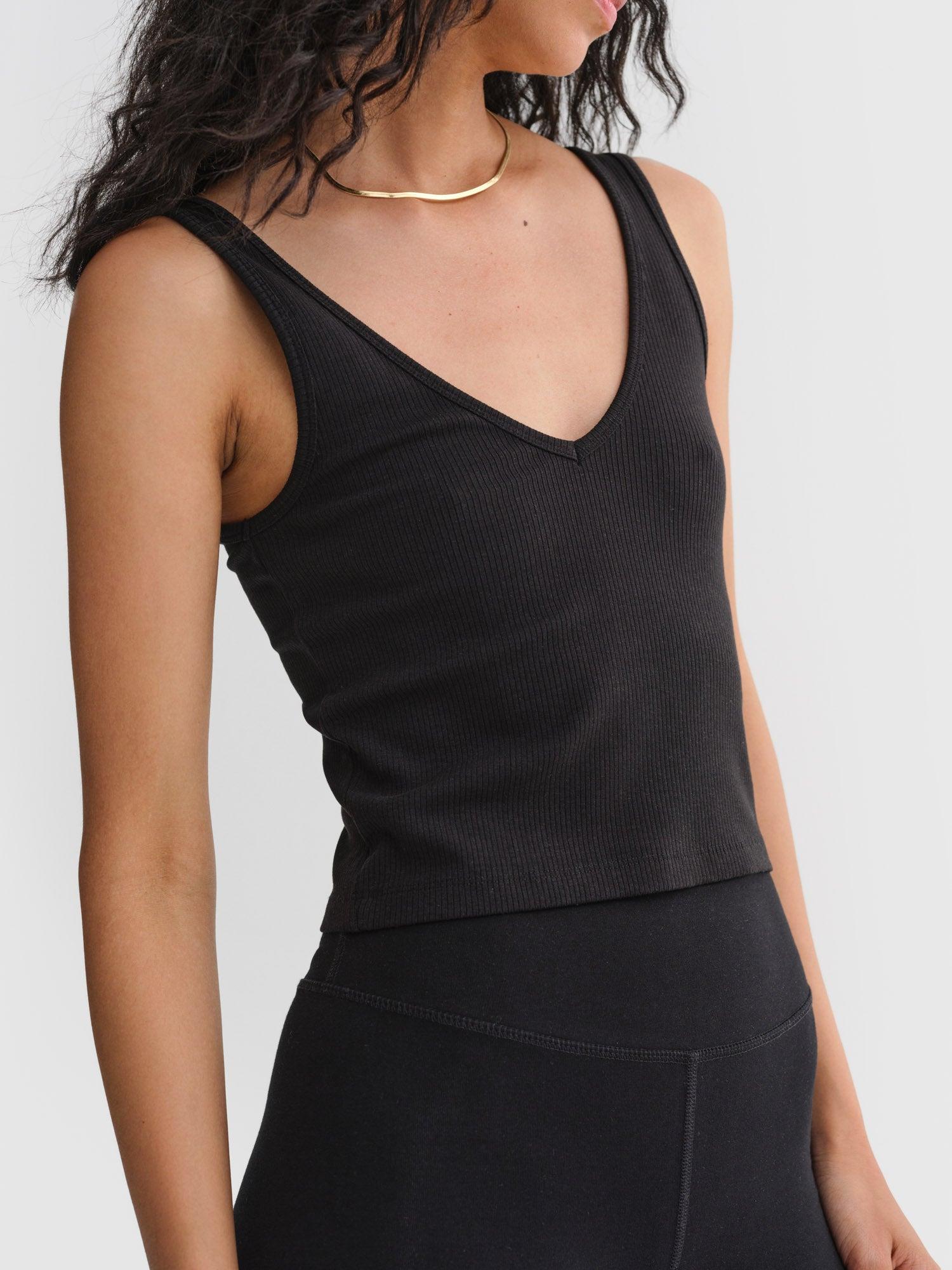 Tencel Rib Crop V-Tank Female Product Image