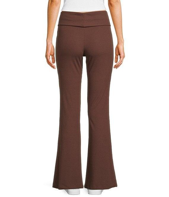Honey & Sparkle Ribbed Mid Rise Fold Over Flare Leggings Product Image