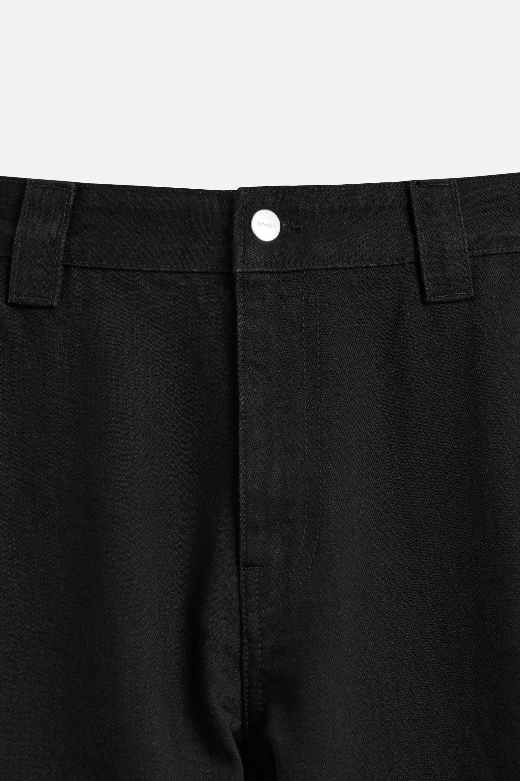 LEATHER PANEL CARGO JEANS Product Image