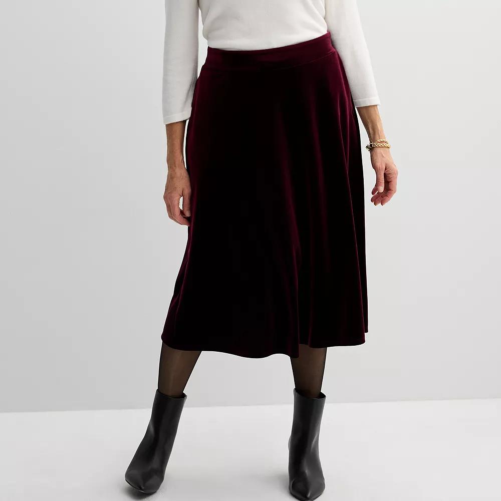 Petite Croft & Barrow® Velvet Midi Skirt, Women's, Size: XXL Petite, Vibrant Pink Product Image