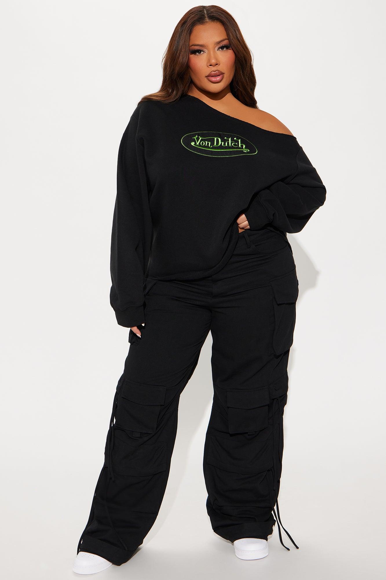 Von Dutch Off Shoulder Sweatshirt - Black Product Image