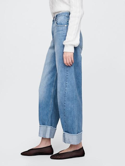 High Rise Cuffed Barrel Jeans Product Image