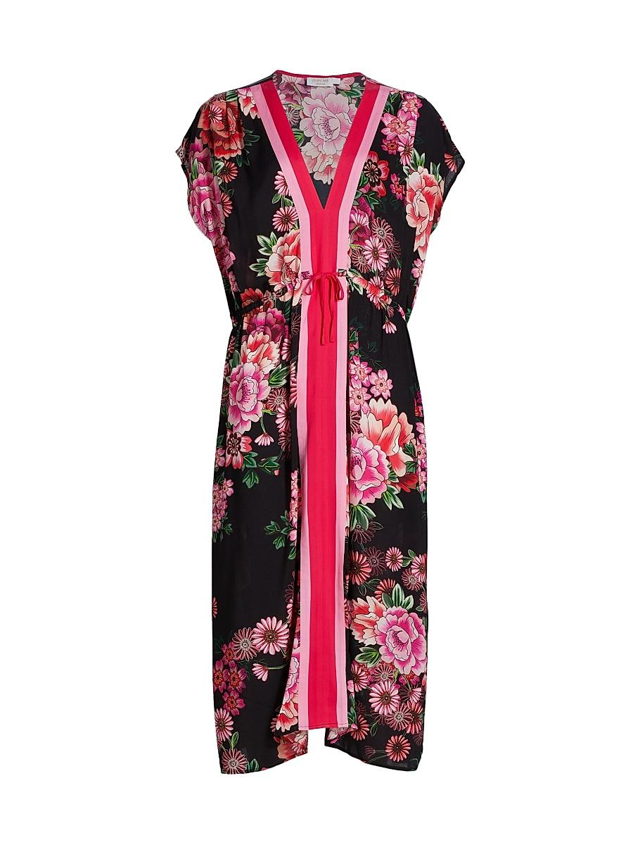Womens Floral V-Neck Kaftan Dress Product Image