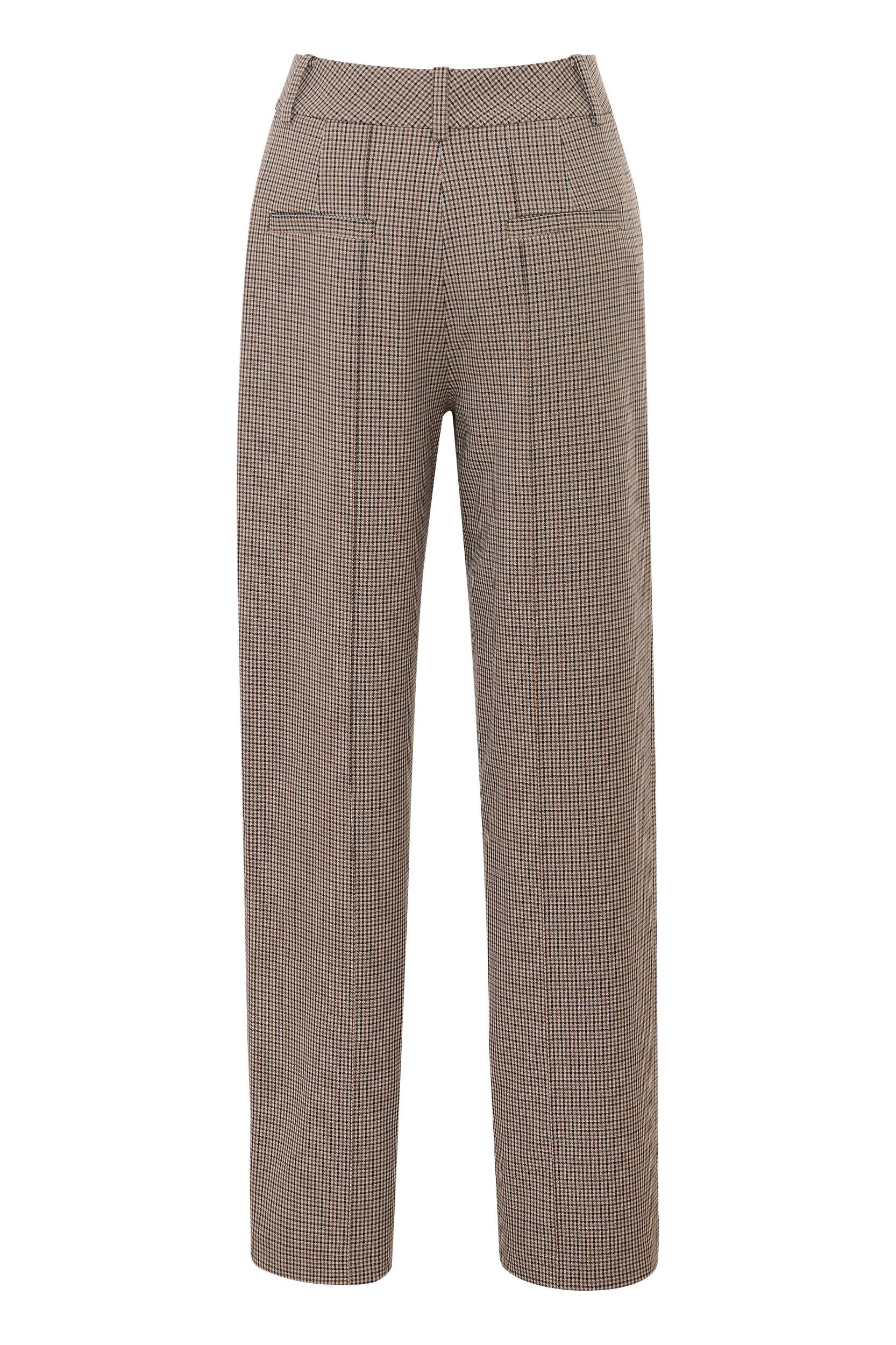 Hayden  brown puppytooth wide leg high waist tailored trousers Product Image