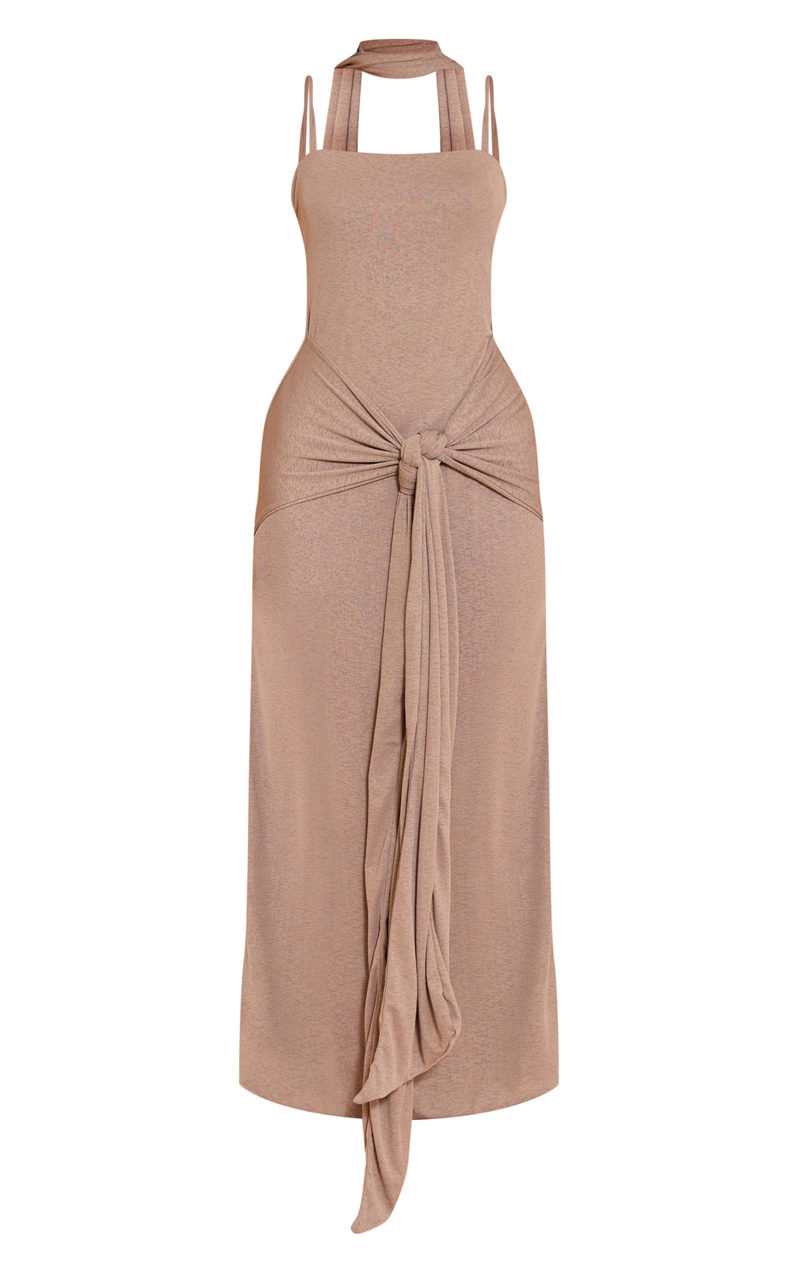 Mushroom Burnout Mesh Scarf Detail Maxi Dress Product Image