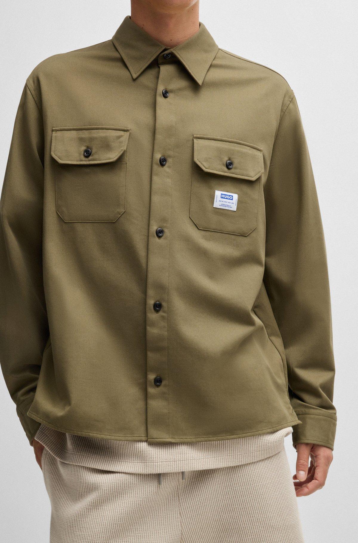 Cotton-twill shirt with logo label Product Image
