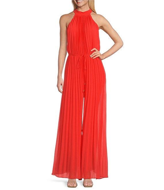 Marina Sleeveless Halter Neck Pleated Jumpsuit Product Image