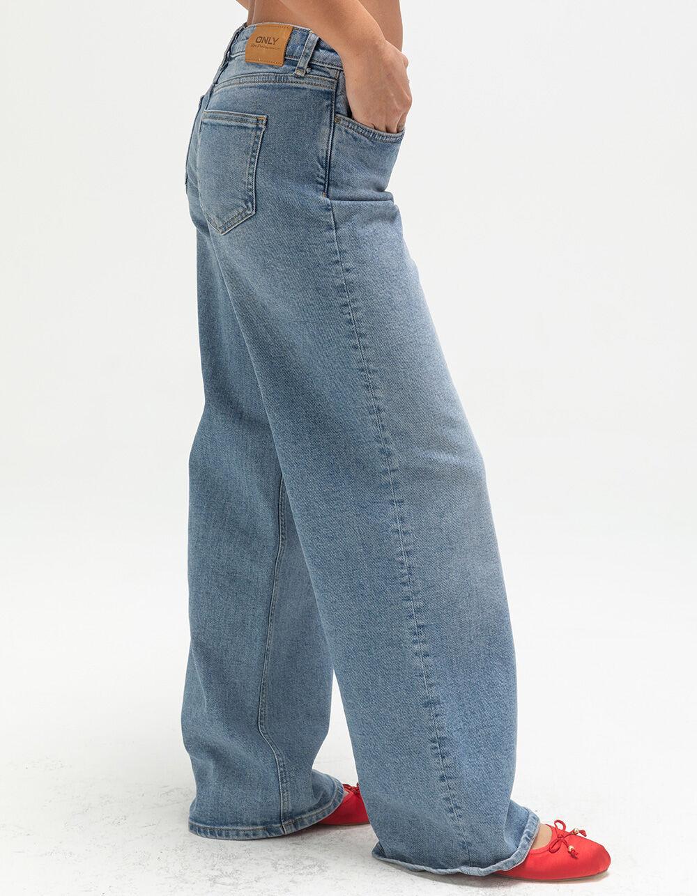 ONLY Juicy Womens Low Waist Wide Leg Jeans - DENIM Product Image