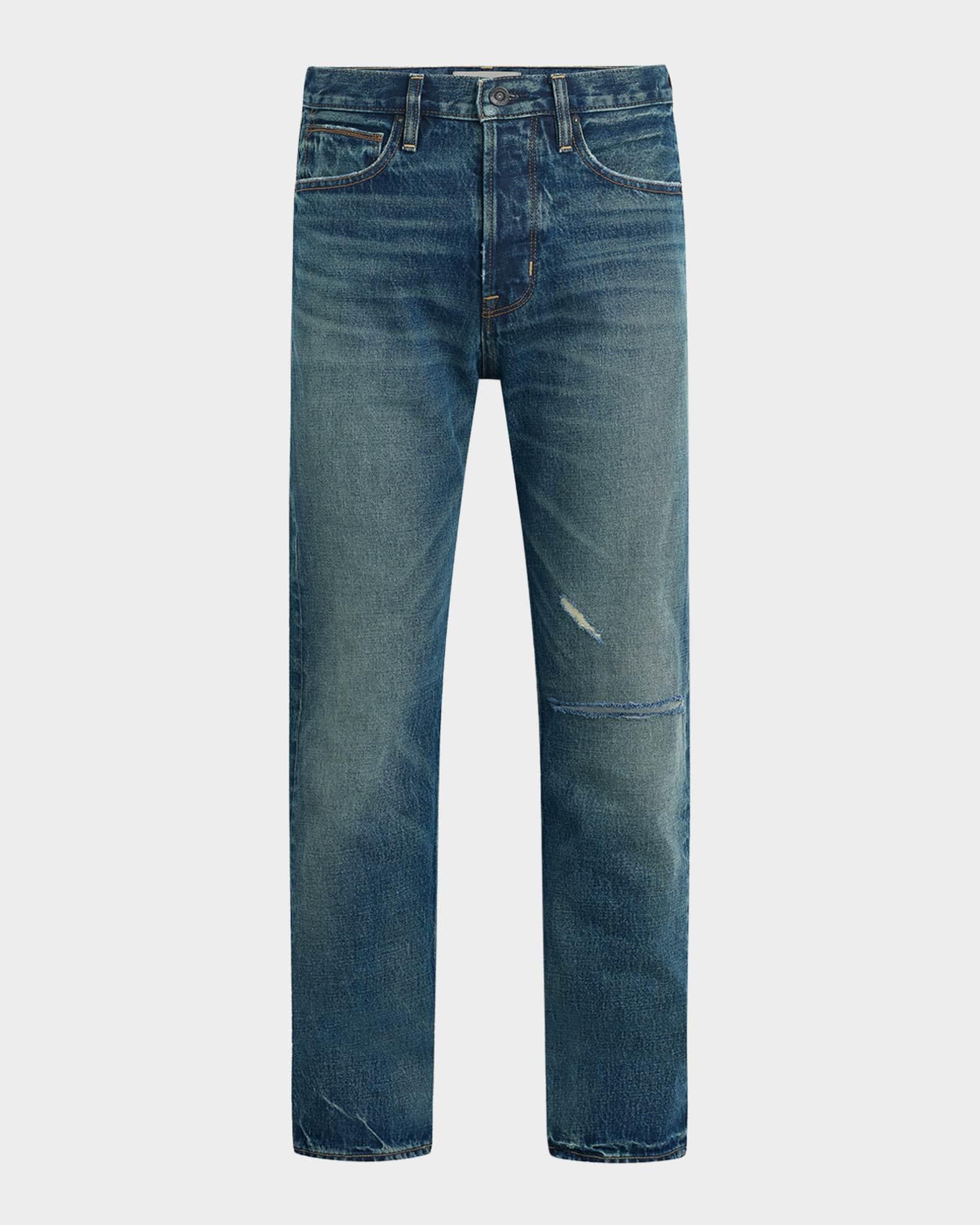Men's Wes Distressed Faded Cotton Denim Jeans Product Image