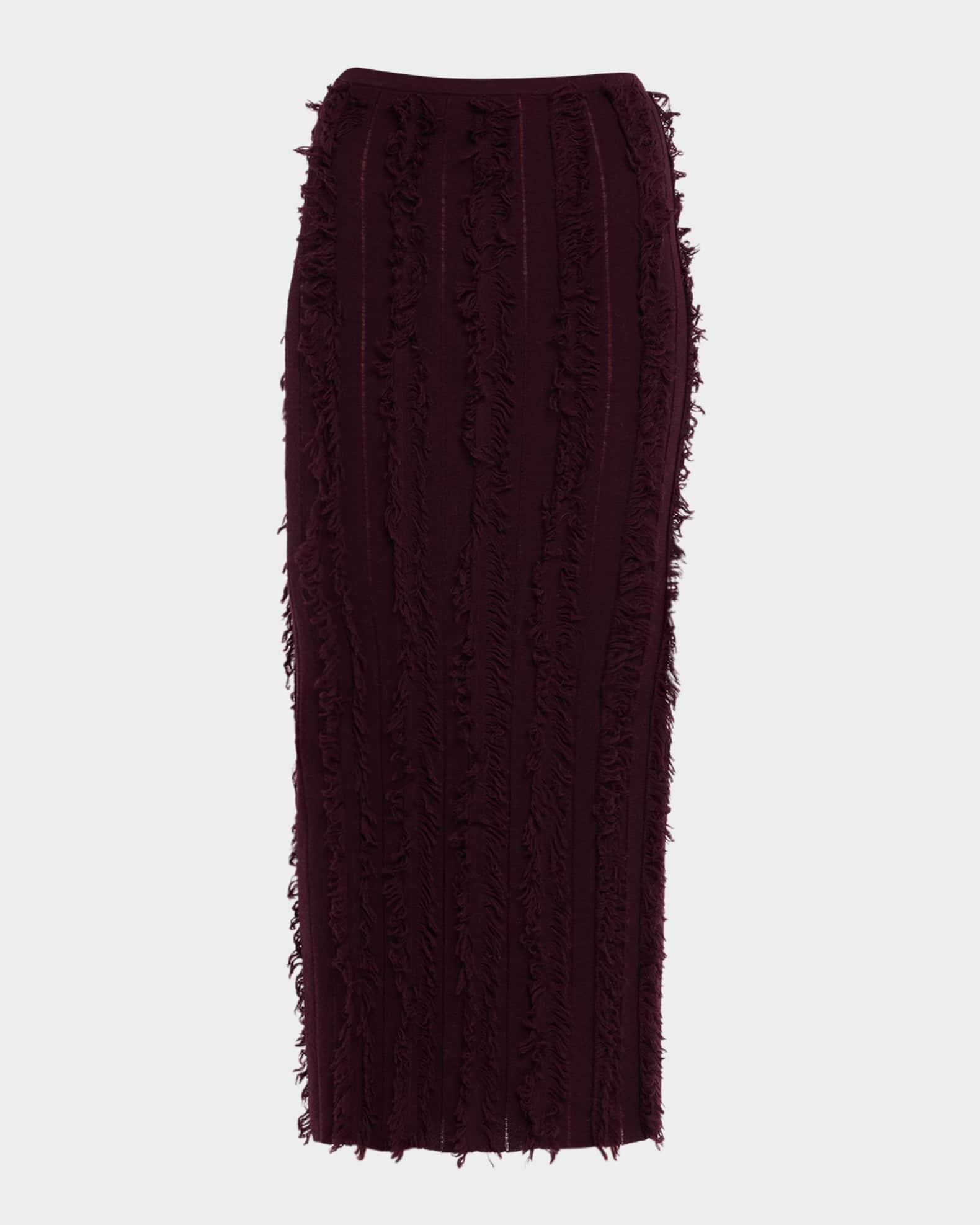 Evangeline Fringed Knit Maxi Pencil Skirt Product Image