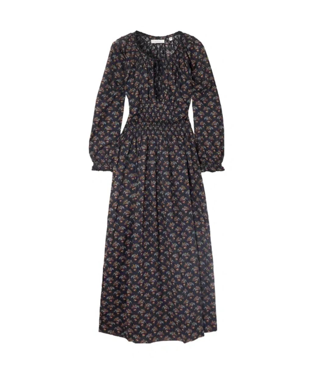 DOEN Delfina Shirred Floral-print Organic Cotton-voile Midi Dress In Multi Product Image