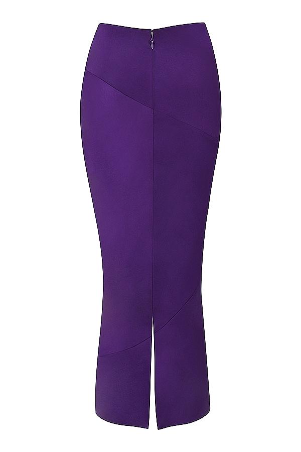 Colette  grape satin low waist midi skirt Product Image