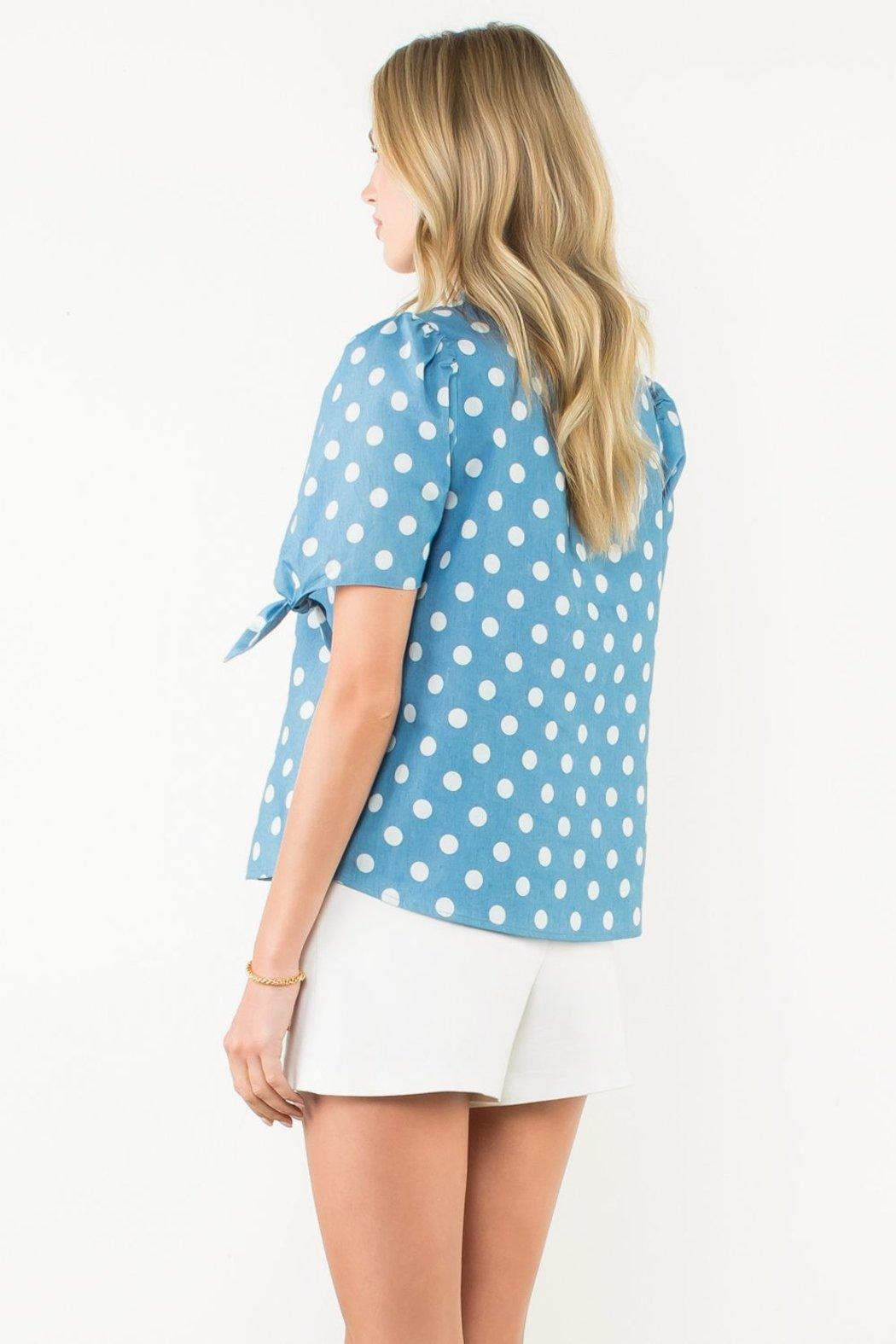 Tie Sleeve Dotted Top Product Image