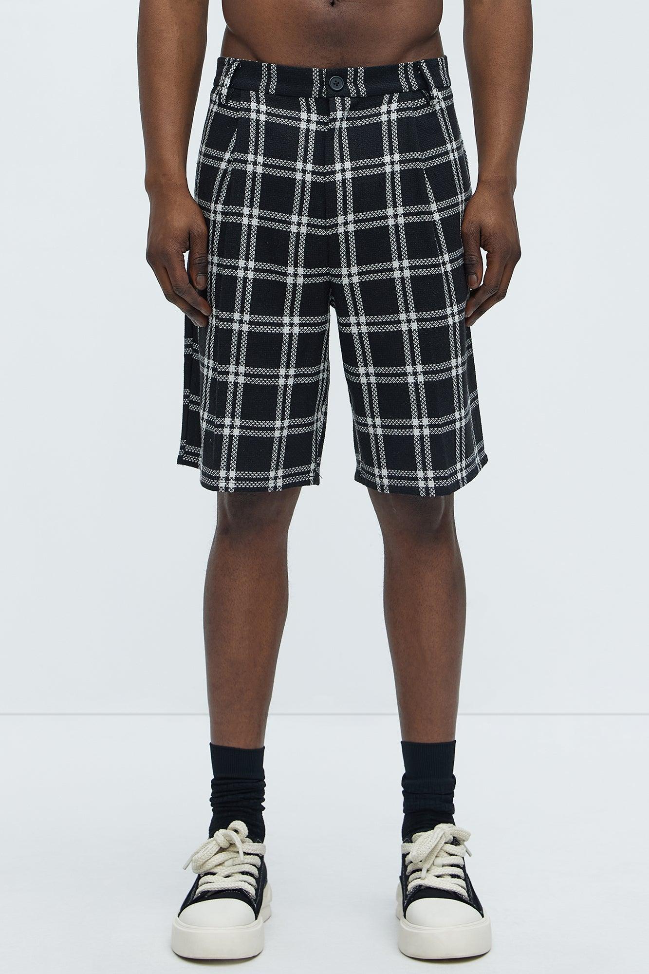 Porter Plaid Relaxed Shorts - Black/combo Product Image