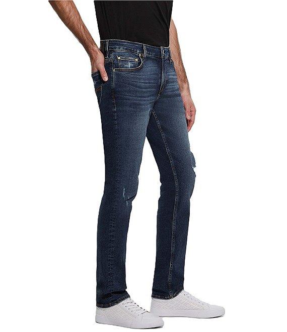 Guess Slim Fit Tapered Destructed Detail Jeans Product Image