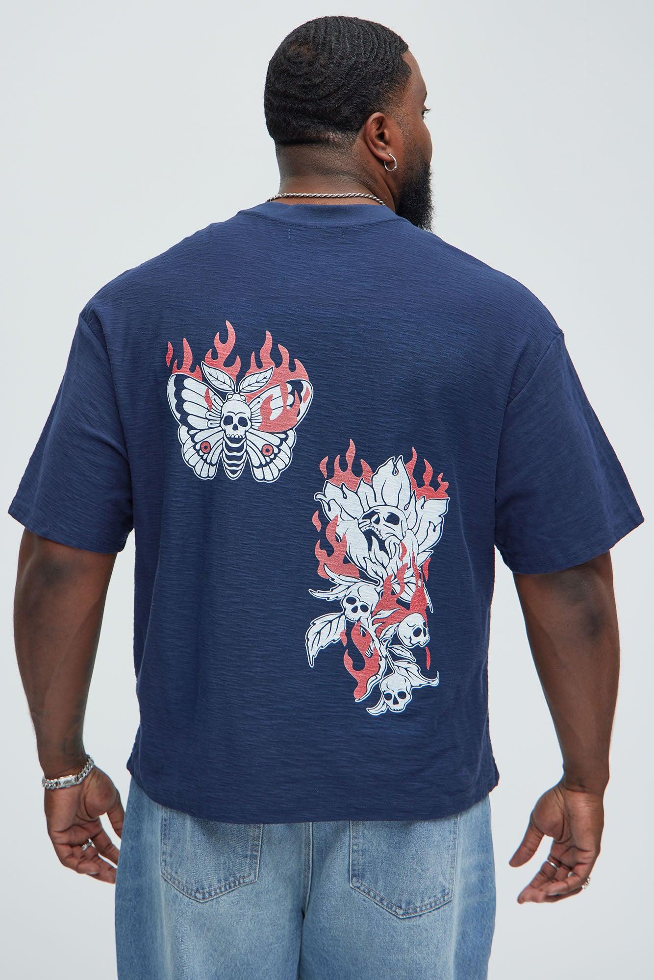 Mentally Somewhere Else Textured Short Sleeve Tee - Navy Product Image