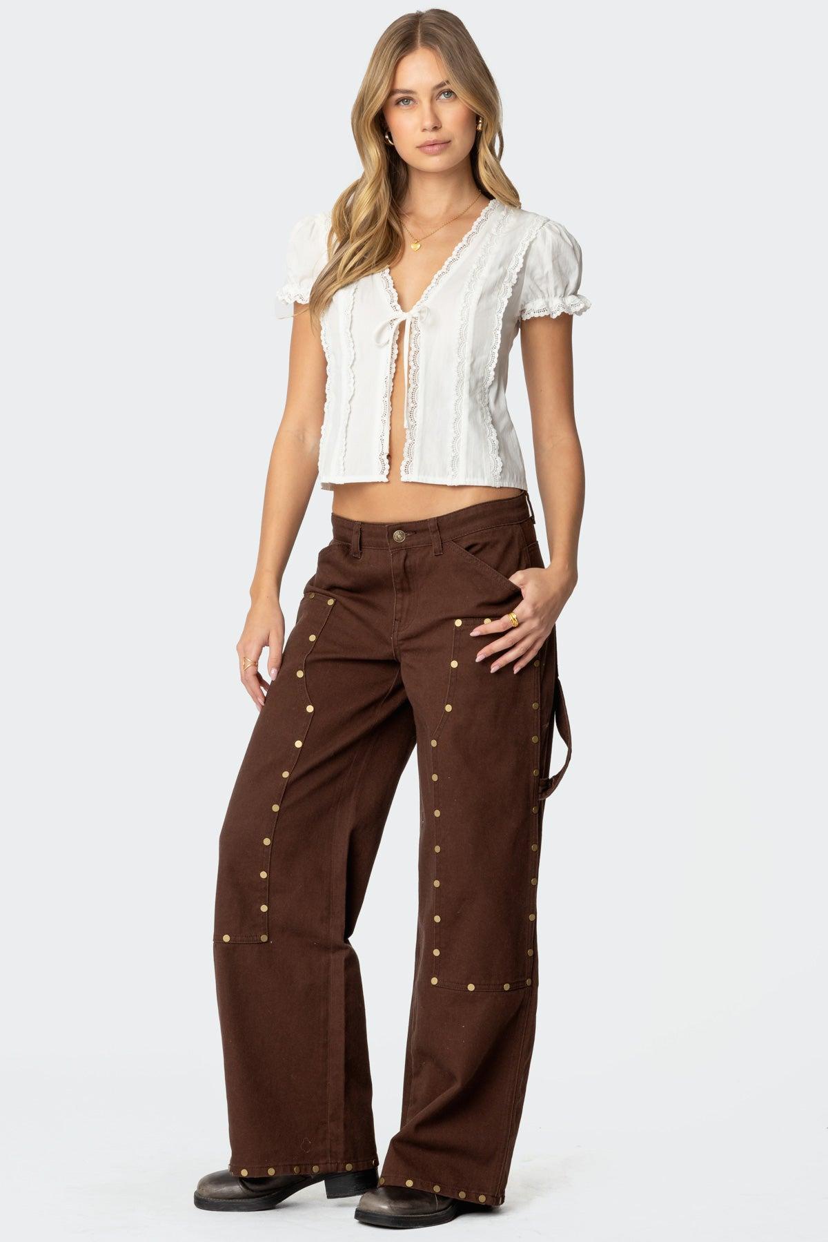 Studded Low Rise Carpenter Jeans Product Image