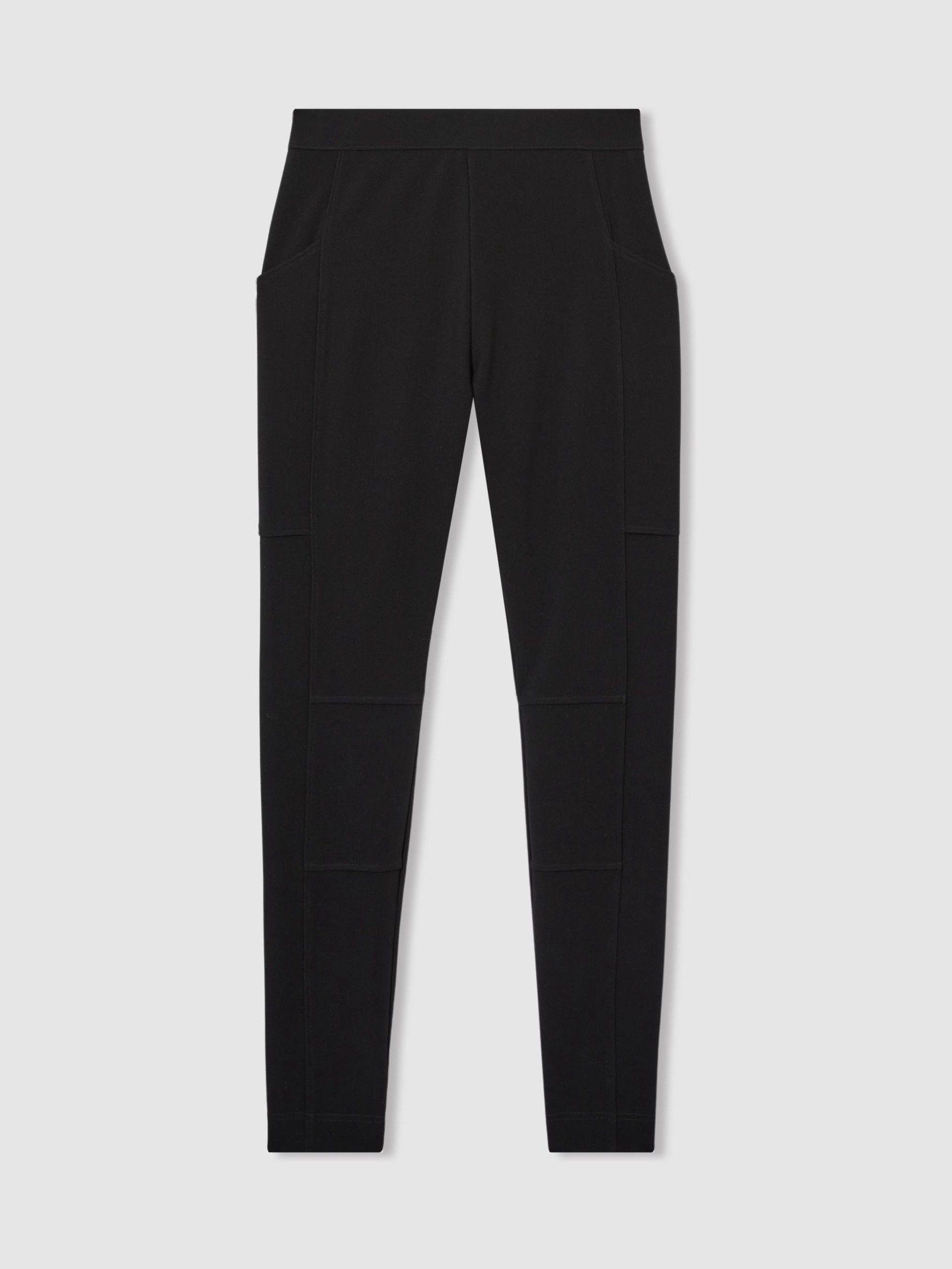 Panelled Jersey Skinny-Fit Trousers in Black Product Image