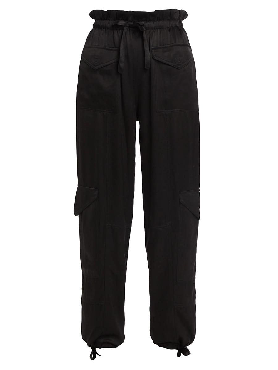 Womens Washed Satin Cargo Pants Size 0 Product Image