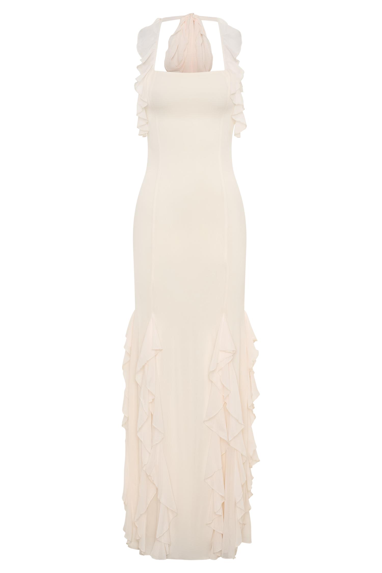 Etta Ruffle Slinky Maxi Dress - Ivory Product Image
