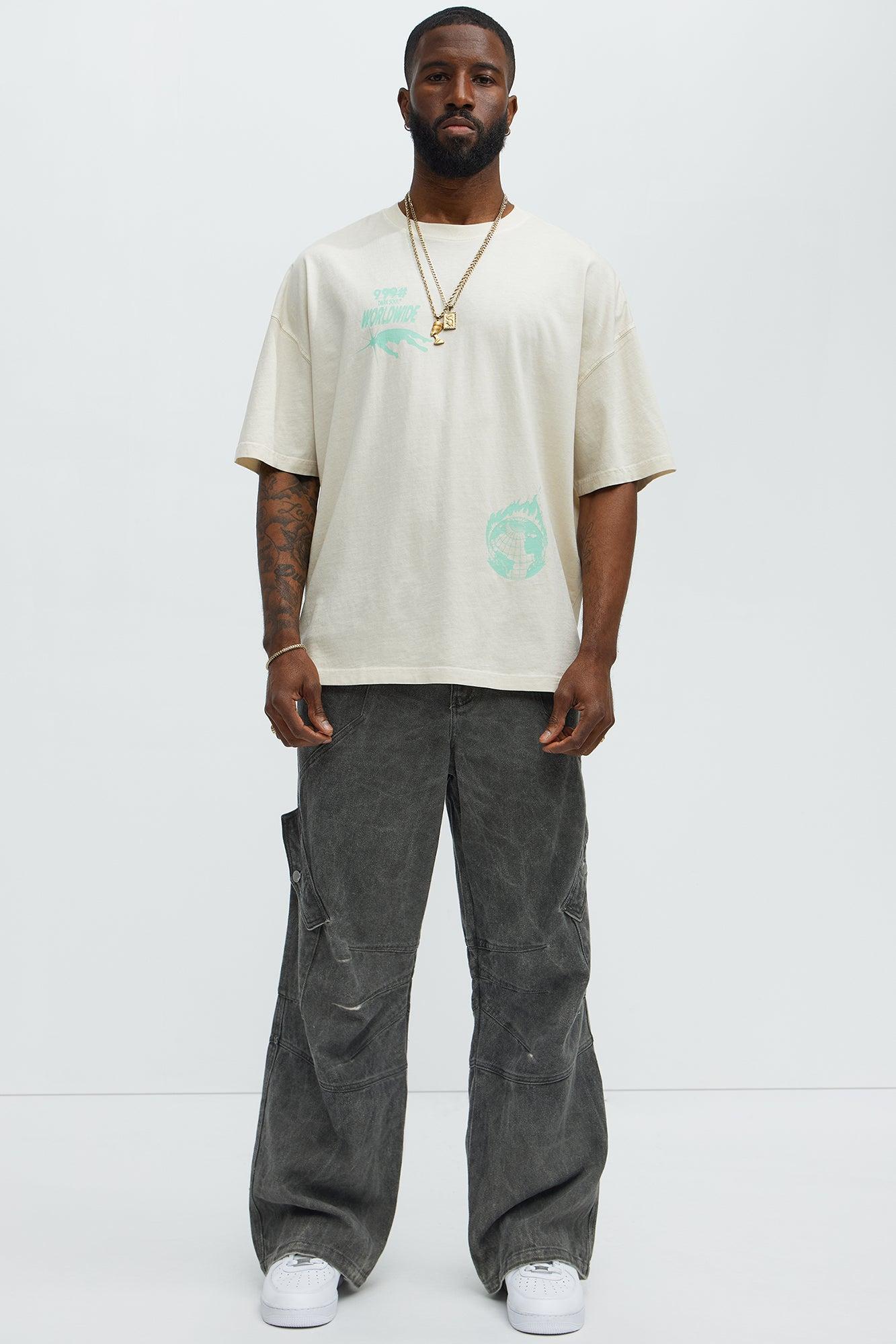 Brutalism Oversized Short Sleeve Tee - Cream Male Product Image