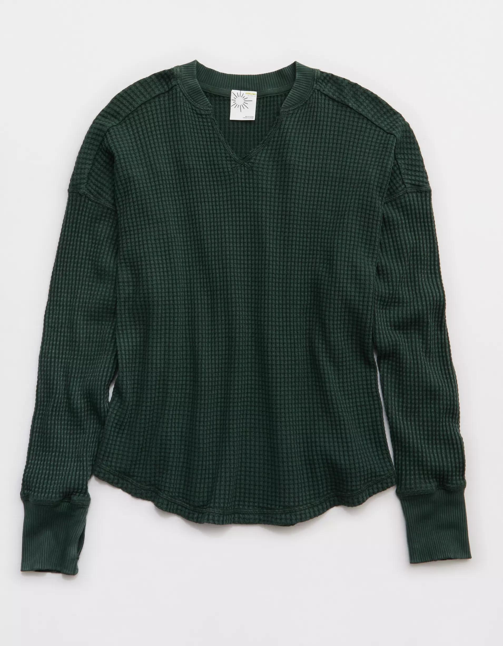 OFFLINE By Aerie Wow! Waffle Notch Neck Long Sleeve T-Shirt Women's Product Image