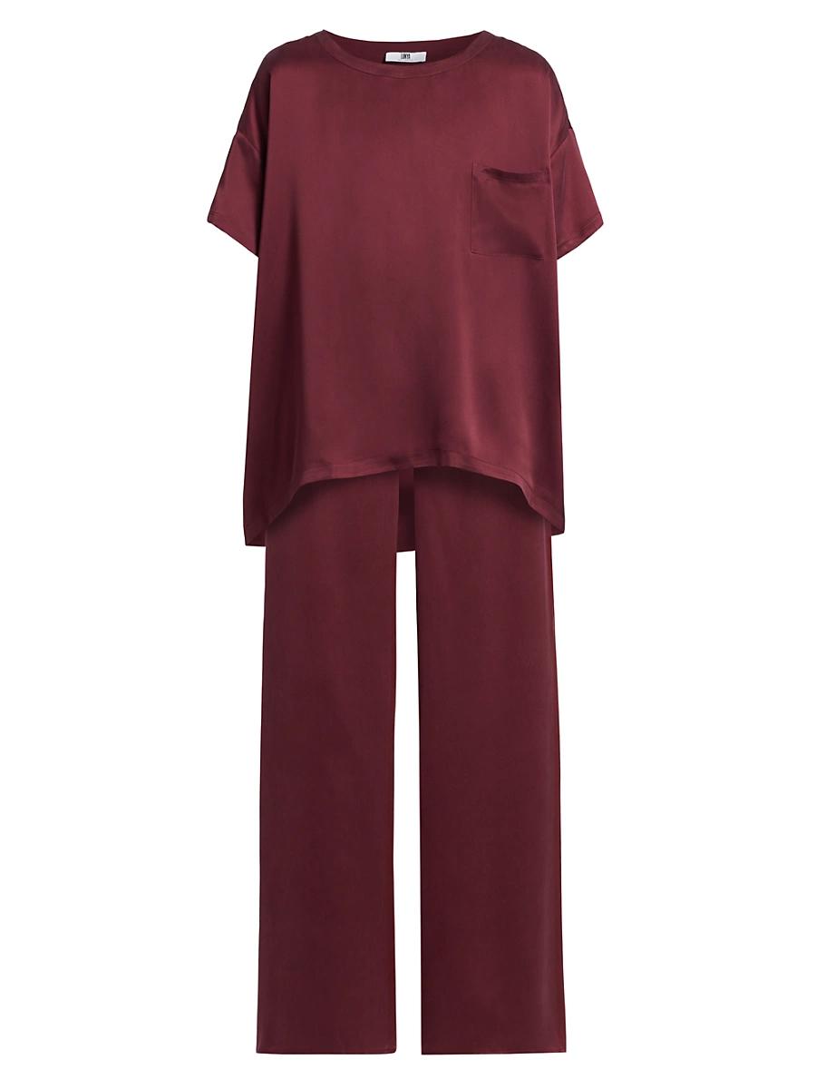Womens Washable Silk T-Shirt & Pants Pajamas Product Image