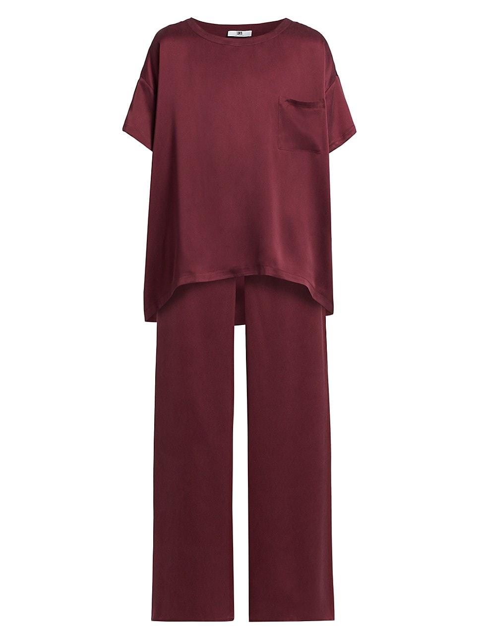 Womens Washable Silk T-Shirt & Pants Pajamas Product Image