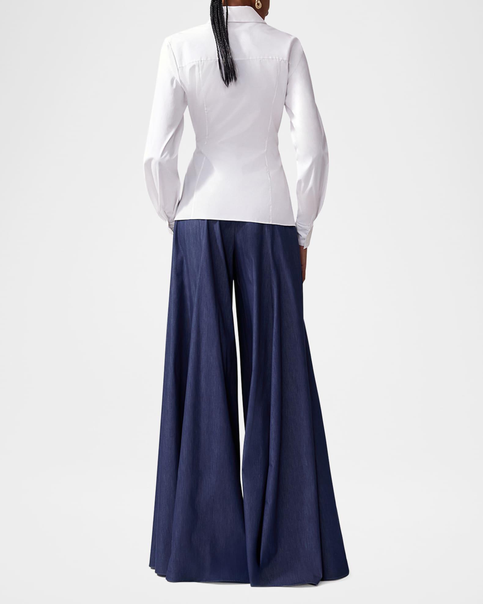 High-Rise Denim Palazzo Pants Product Image