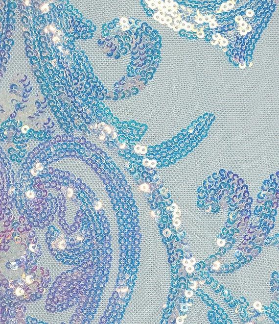 B. Darlin Sequin V-Neck Spaghetti Strap Front Slit Dress Product Image