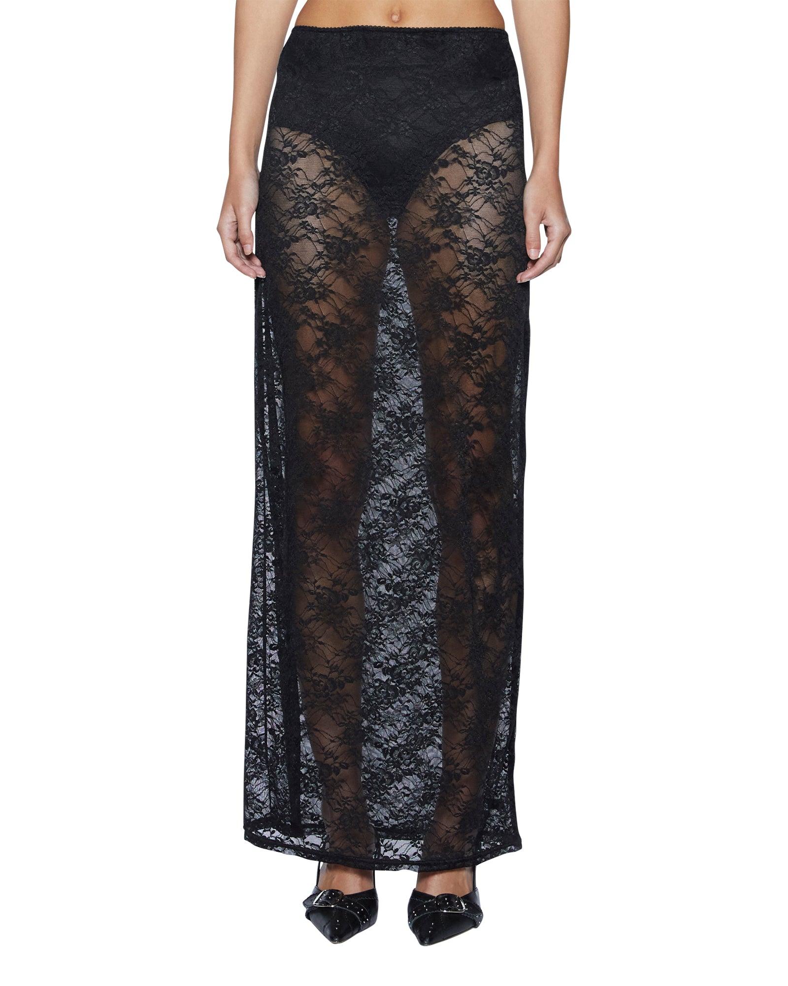 VENEDA SLIP SKIRT BLACK LACE Female Product Image