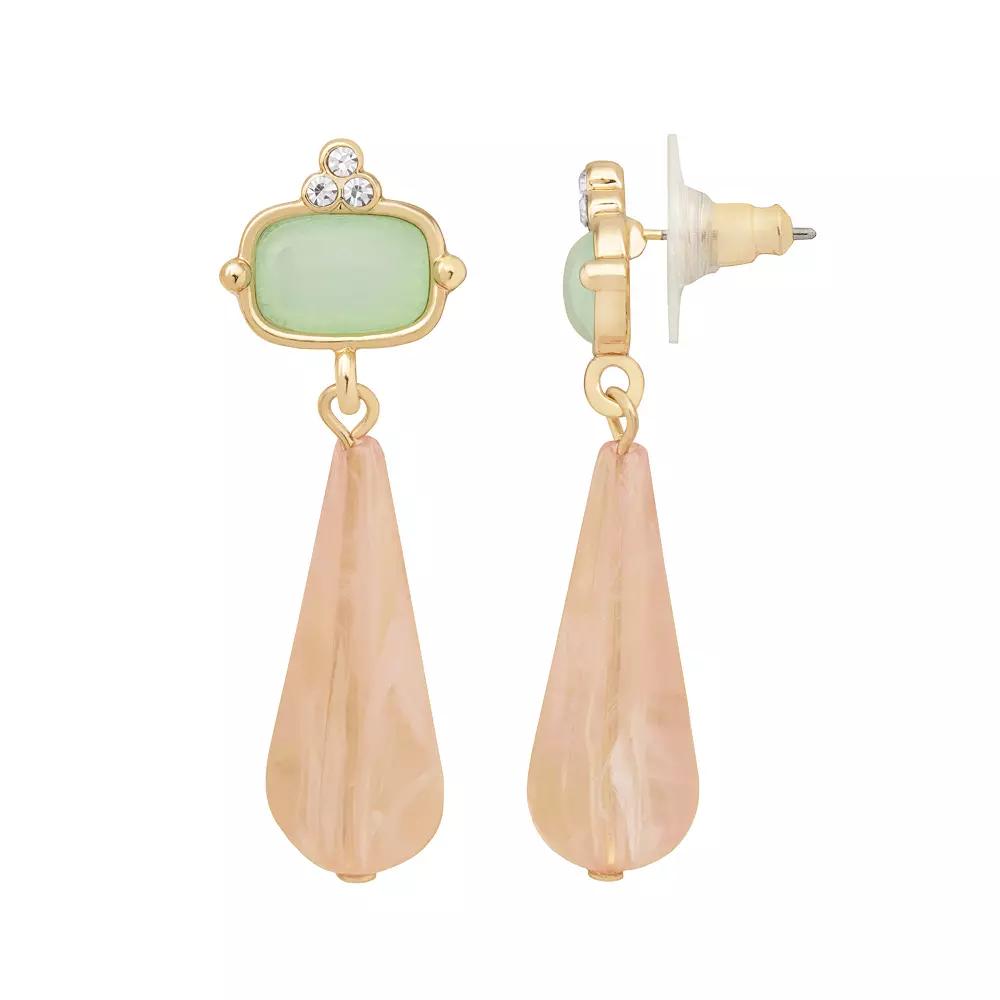 Emberly Gold Tone Teardrop Bead Post Drop Earrings, Women's, Multi Product Image