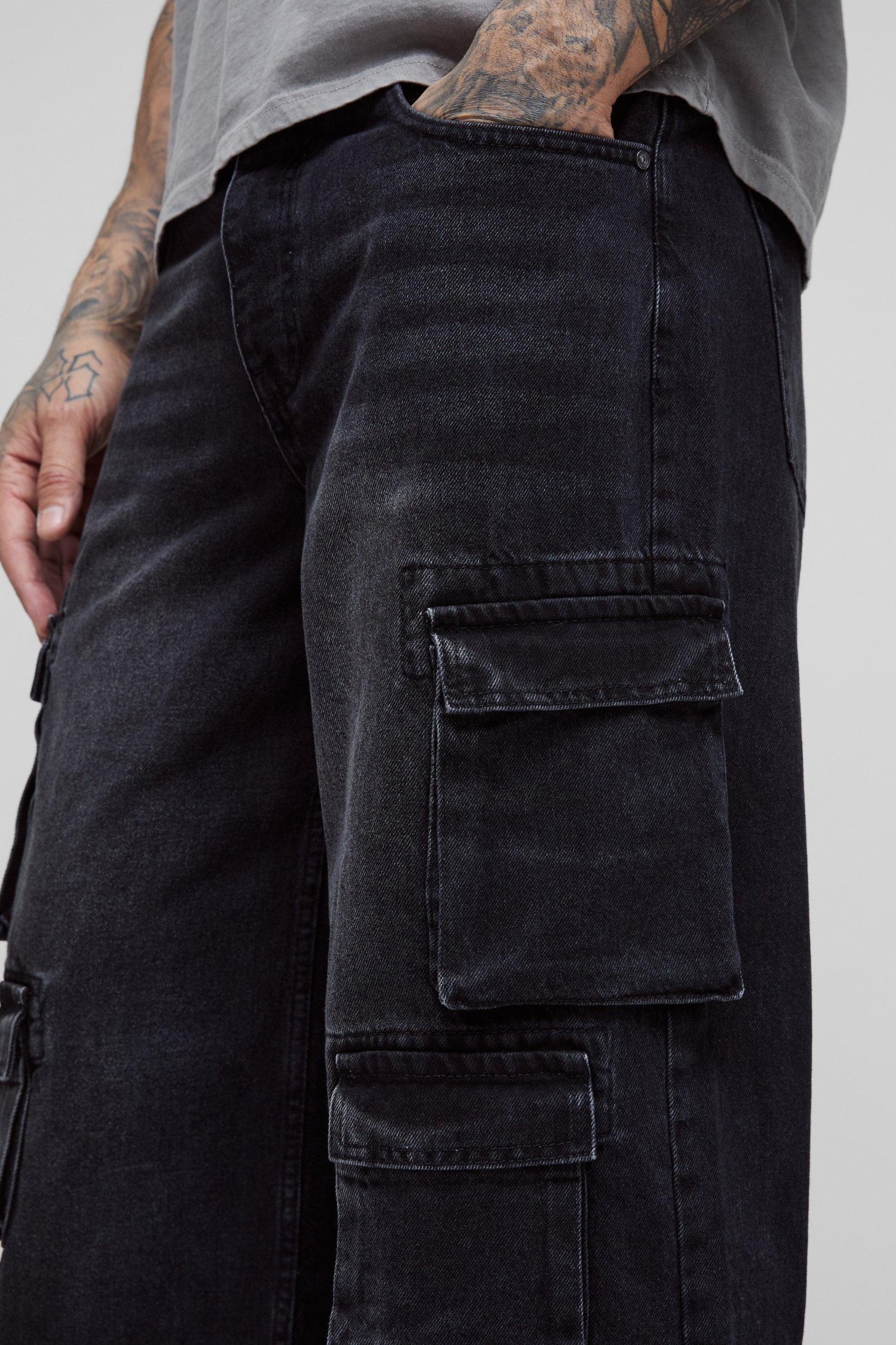 Tall Extreme Cargo Baggy Flared Jeans | boohooMAN USA Product Image