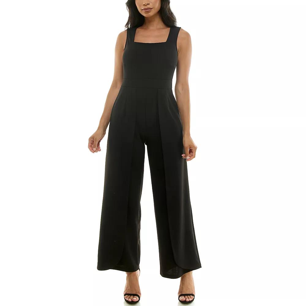 Women's Nina Leonard Squareneck Wide-Leg Jumpsuit,  Product Image