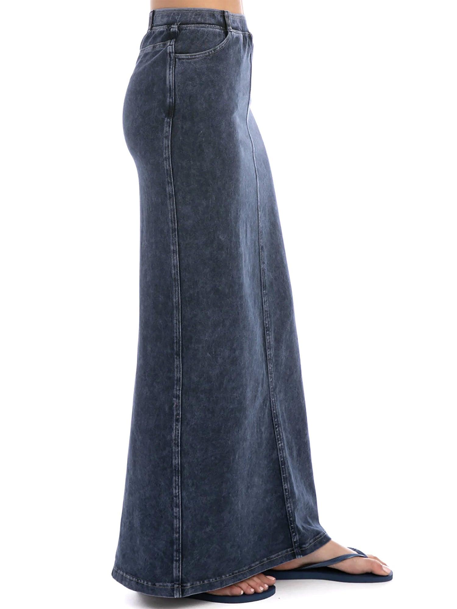 Hard Tail Long Denim Back Inset Skirt WJ-127 Product Image