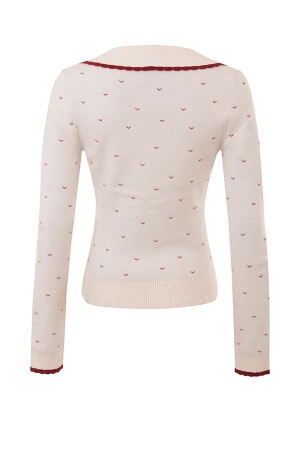 Marla  ivory cashmere blend trimmed cardigan Product Image