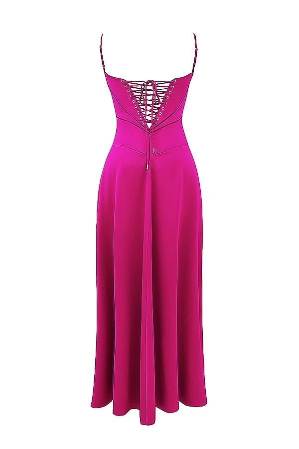 Anabella  fuchsia lace up maxi dress Product Image