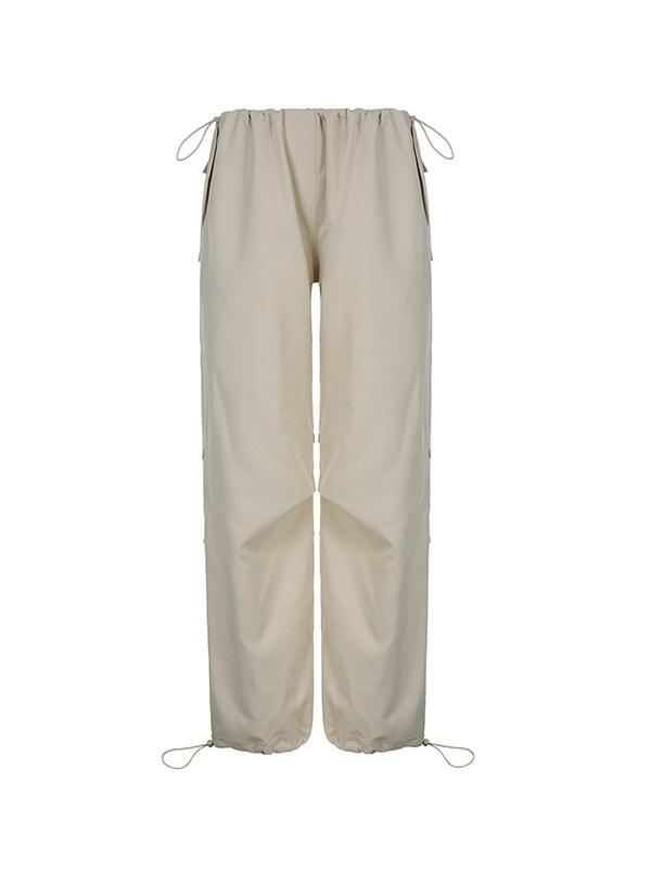 Drawstring Low Waist Baggy Cargo Pants Product Image