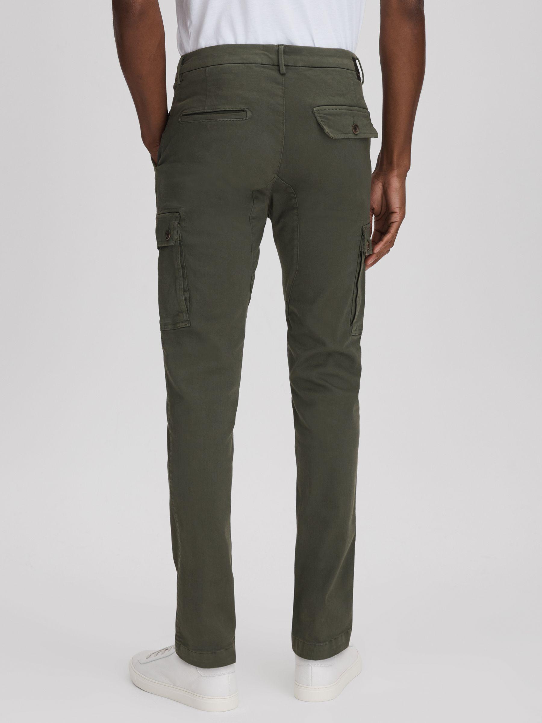 Slim Fit Cargo Trousers in Military Green Product Image